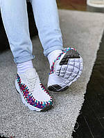 Кроссовки женские белые с цветными вставками Найк Футскейп Вовен. Стильные кроссы Nike Footscape Woven