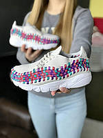 Кроссовки женские белые с цветными вставками Найк Футскейп Вовен. Стильные кроссы Nike Footscape Woven 36