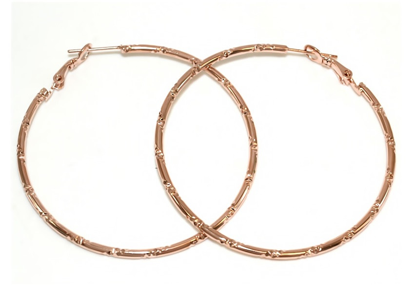 Булатні сережки кільця з рифленням. Позолота ЧВ. Діаметр сережки: 5,5 см. Товщина: 2 мм.