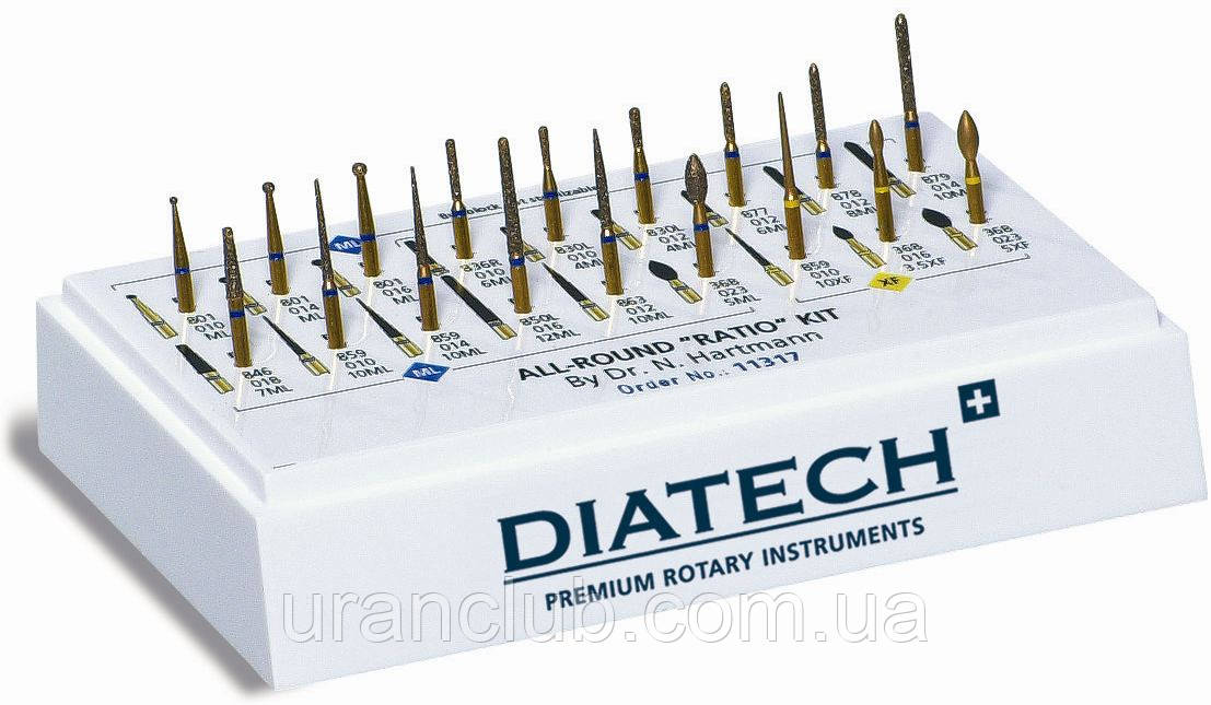 Бор алмазный Diatech красное кольцо 45 µм (F) мелкая зернистость - фото 3 - id-p166928592