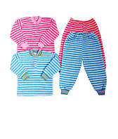 Пижама детская махровая , розовая и голубая детская пижама , полосатая пижама детская зимняя 34