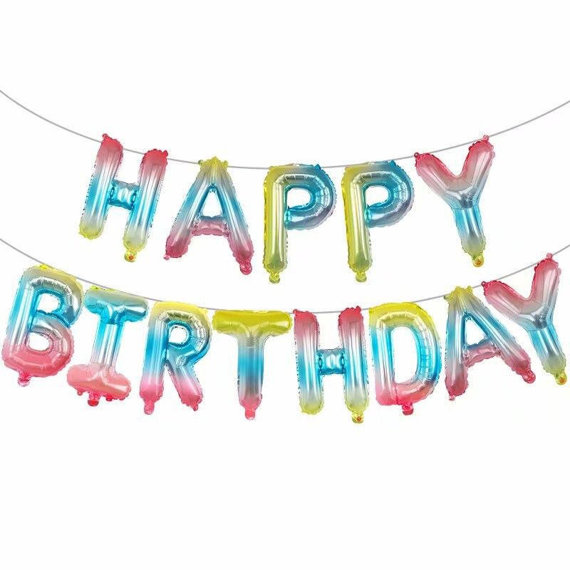 Напис з фольгованих куль "Happy Birthday" градієнт Висота 40 см