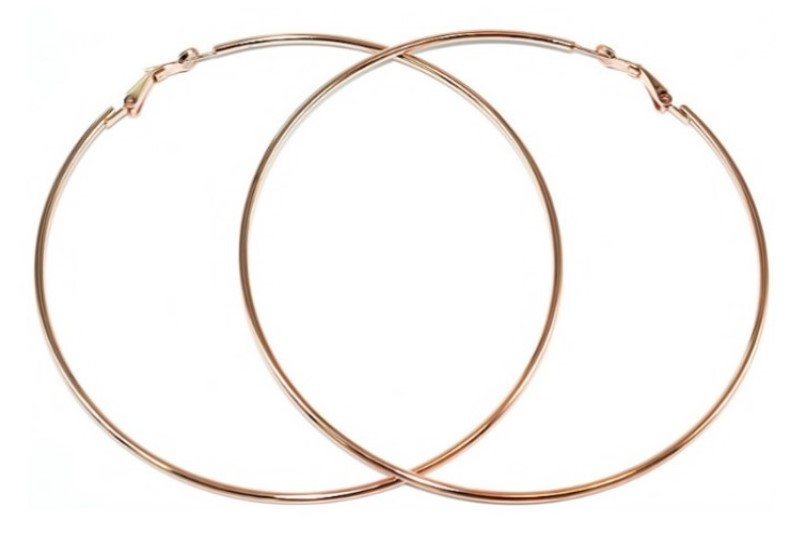 Булатні сережки кільця з рифленням. Позолота ЧВ. Діаметр сережки: 8 см. Товщина: 1.8 мм.