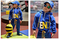 Детский утеплённый плюшевый костюм на девочку мальчика фенди 3-4 4-5 5-6 6-7 7-8 лет синий электрик розовый