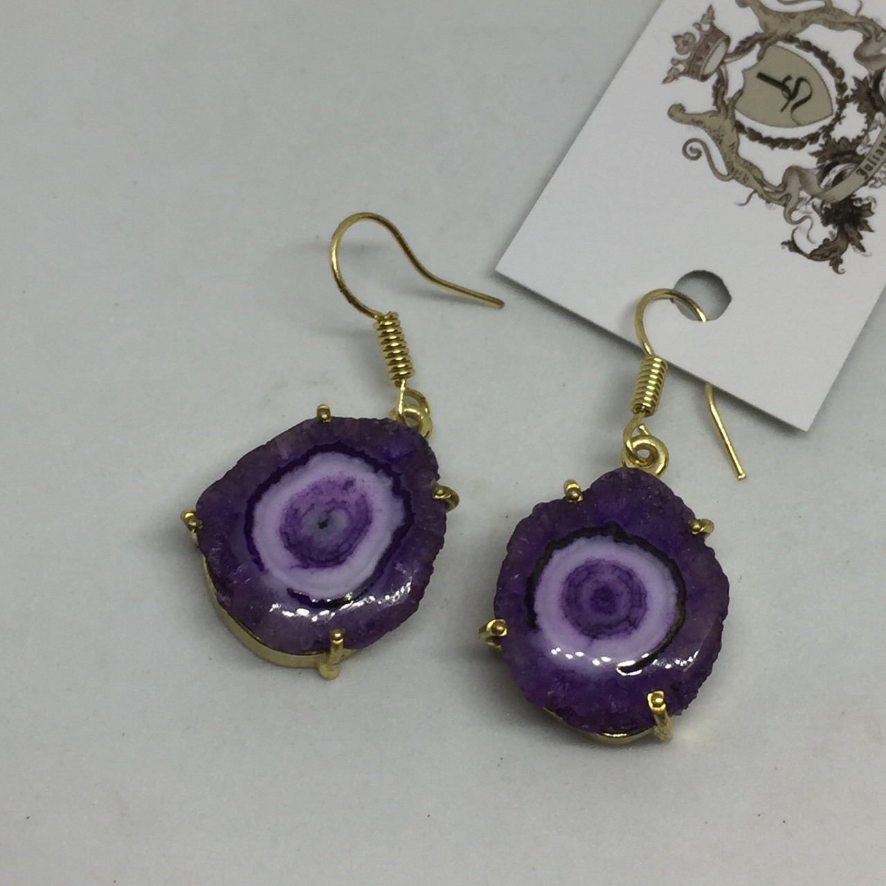 Сережки з каменем сонячний кварц в позолоті. Сережки з сонячним кварцом Індія, фото 1