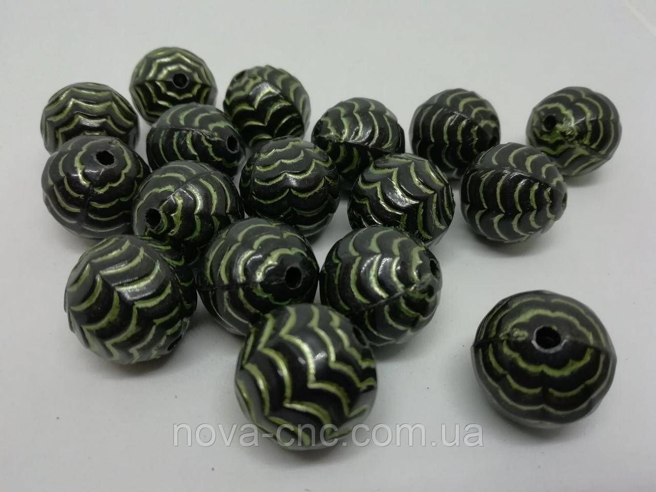 Намисто пластик "Паутинка" чорний із хакі 16 мм 500 грамів