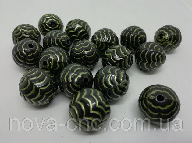 Намисто пластик "Паутинка" чорний із хакі 16 мм 500 грамів, фото 1