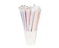 Трубочки в индивидуальной бумажной упаковке цветные с коленом 21 см - 200шт/уп для коктейля
