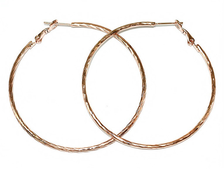 Булатні сережки кільця з рифленням. Позолота ЧВ. Діаметр сережки: 5.5 см. Товщина: 2 мм.