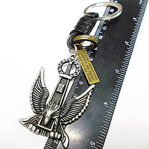 Брелок для ключів "Герл" (58х40 мм). Метал зі шкіряними вставками., фото 2