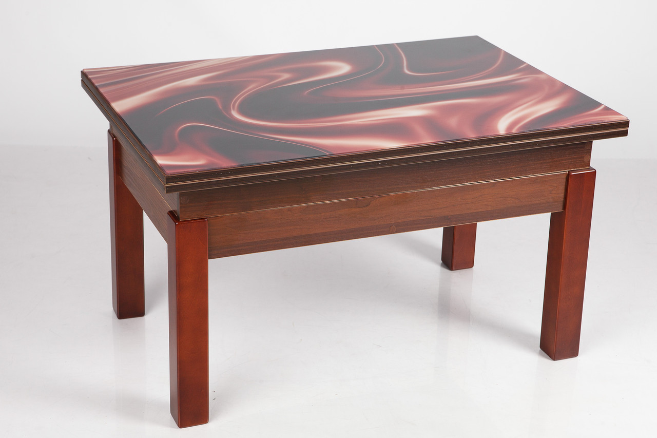 Стіл трансформер Флай зі склом абстракція Мікс меблі темний горіх, фото 1