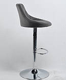 Барный стул FORO Форо серый бархат на хром базе, стул визажиста, фото 4