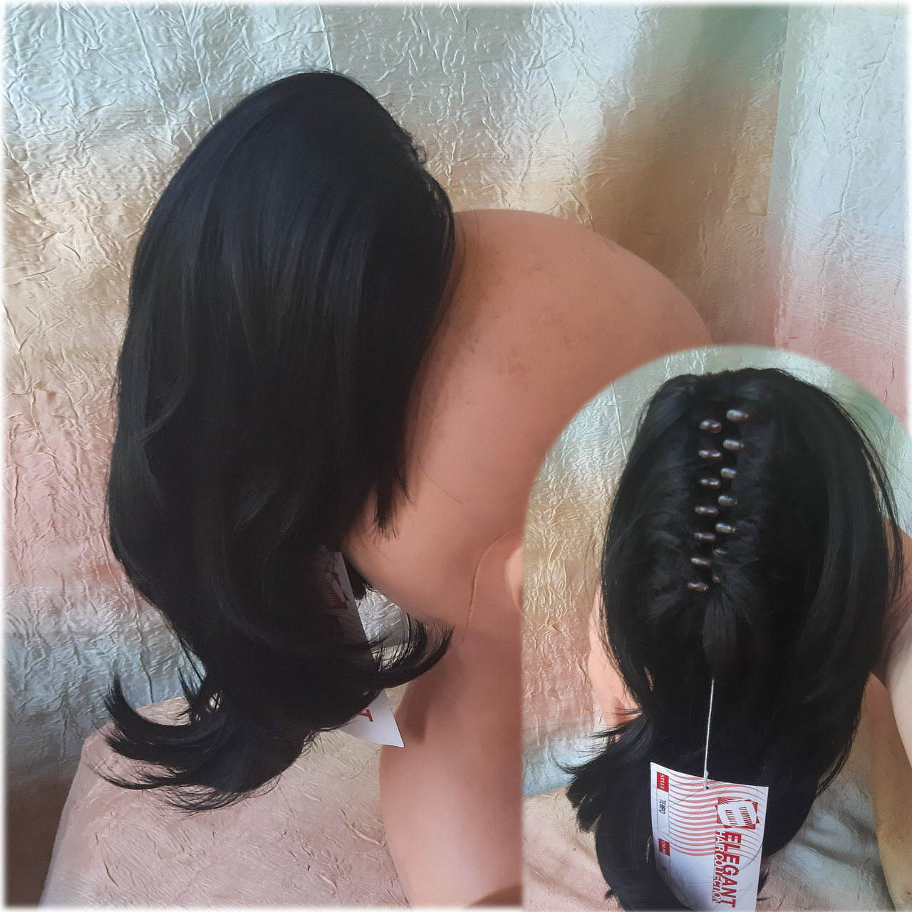 Хвіст шиньйон каскад на крабе чорний TEMPO-1, фото 1