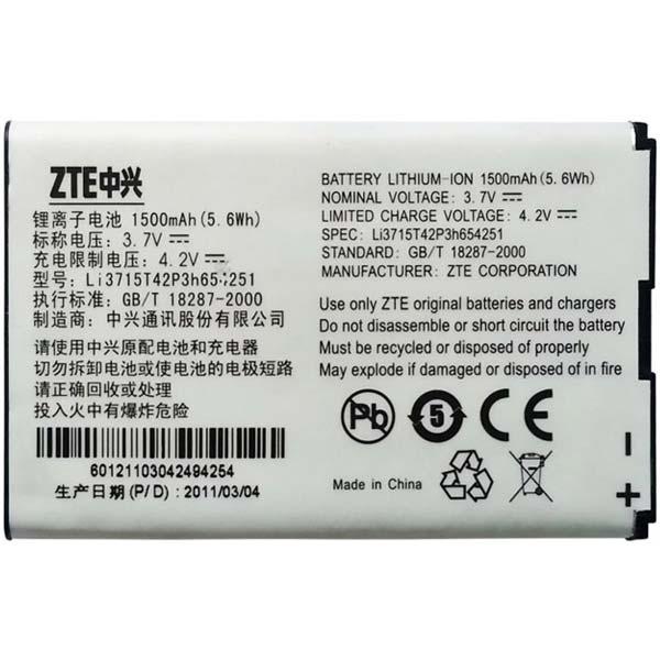 Акумулятор ZTE Li3715t42P3h654251 WiFi-router (A6, AC30, MF30, MF60, MF61, MF73, D800 ...), 1500 mAh Original PRC