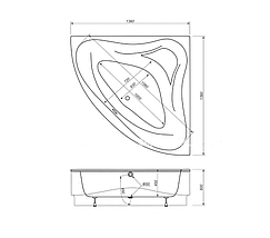 Ванна акрилова кутова SV PLAST 140x140 з ніжками + панель, фото 4