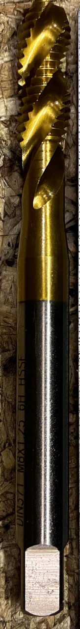 Мітчик машинно-ручної М18х1.5 HSS (Р6М5) DIN376 TiN з гвинтовою канавкою для глухих отворів Китай, фото 1