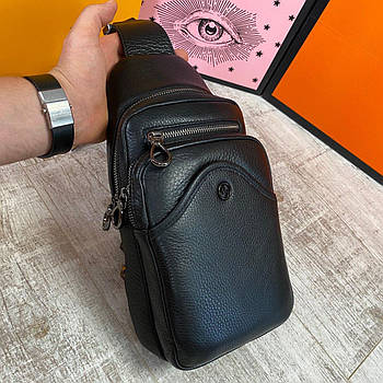 Шкіряна нагрудна сумка-слінг H.T leather