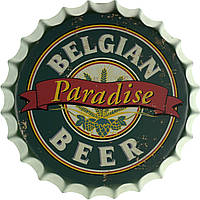 Металлическая табличка / постер "Belgian Paradise Beer" 35x35см (ms-002027)