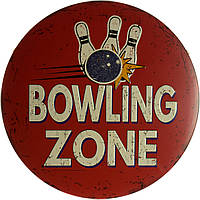 Металлическая табличка / постер "Зона Боулинга / Bowling Zone" 30x30см (ms-002019)