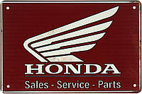 Металева табличка / постер "Honda (Sales - Service - Parts)" 30x20см (ms-001949)