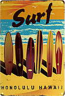 Металлическая табличка / постер "Гонолулу Гавайи / Honolulu Hawaii (Surf)" 20x30см (ms-001913)
