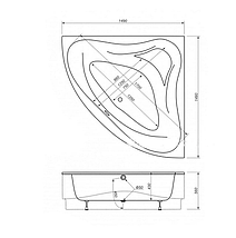 Ванна акрилова кутова SV PLAST 150x150 з ніжками + панель, фото 4