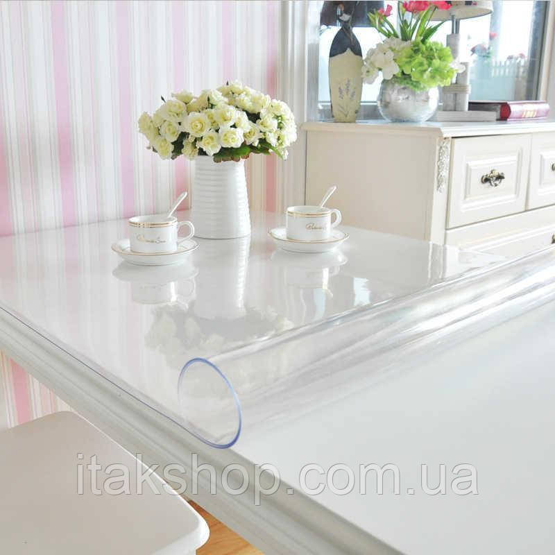 Силіконове м'яке скло Прозора захисна скатертина для столу і меблів Soft Glass (2.4х1.0м) товщина 1.5 мм, фото 1