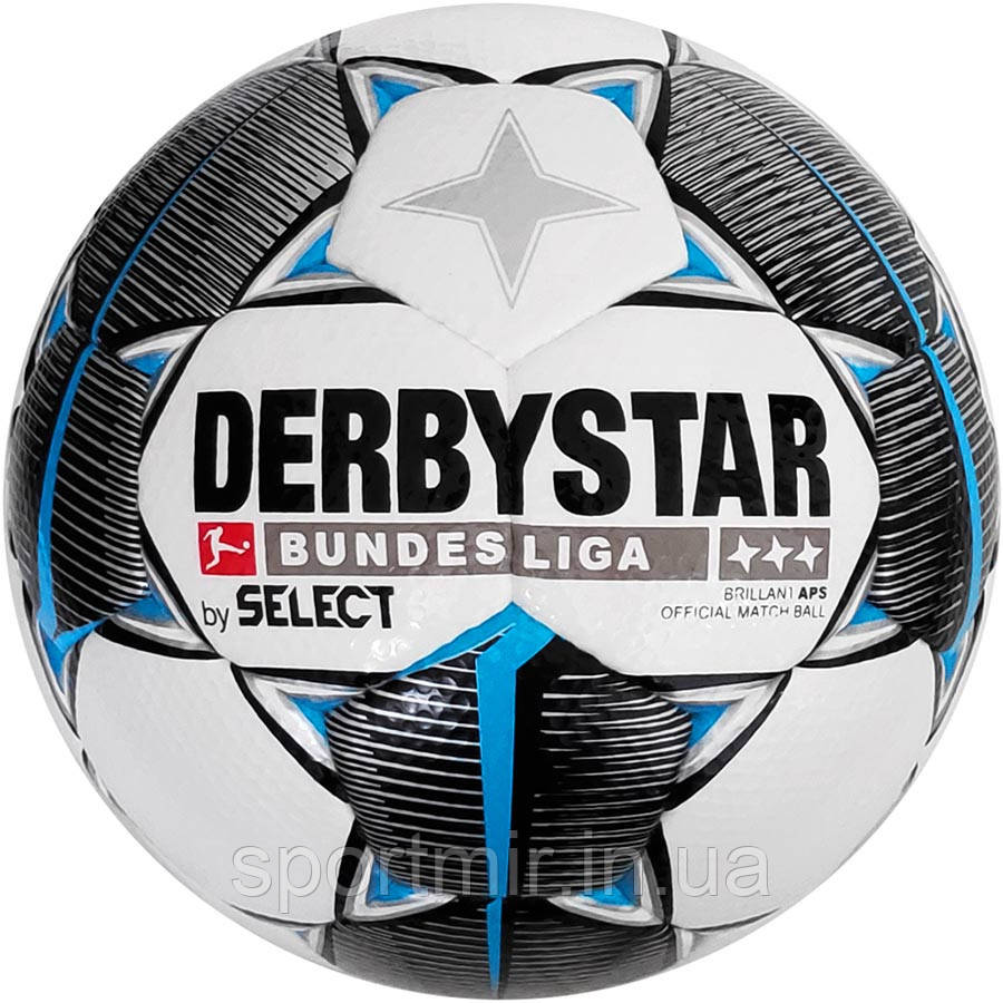 М'яч футбольний DERBYSTAR FB BL BRILLANT APS FIFA (147), біл/чорн/сір (3915900037), фото 1