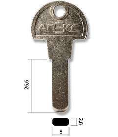 Заготівка ключа APECS 3.0 мм — мова великий метал