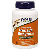 Травні ферменти папаїн NOW Chewable Papaya Enzyme 180 жев пастилки, фото 2