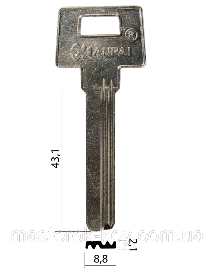Заготівка ключа MLT1R аналог Mul-T-Lock 7*7 метал