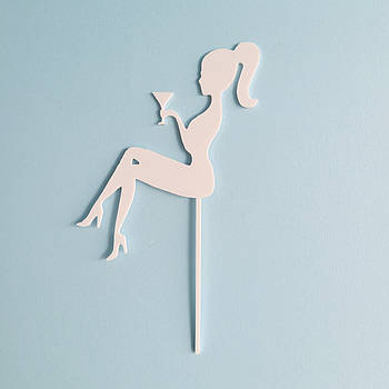 Пластиковий топер Дівчина з келихом — білий