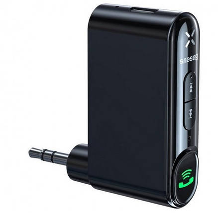 Аудиоадаптер для автомобіля BASEUS Bluetooth Qiyin AUX, чорний, фото 1