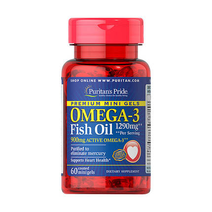 Омега 3 Puritan's Pride Omega-3 Fish Oil 1290 mg 60 хв капс, фото 2