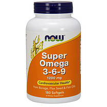 Жирні кислоти Омега 3 NOW Super Omega 3-6-9 1200 mg 180 капс риб'ячий жир, фото 2