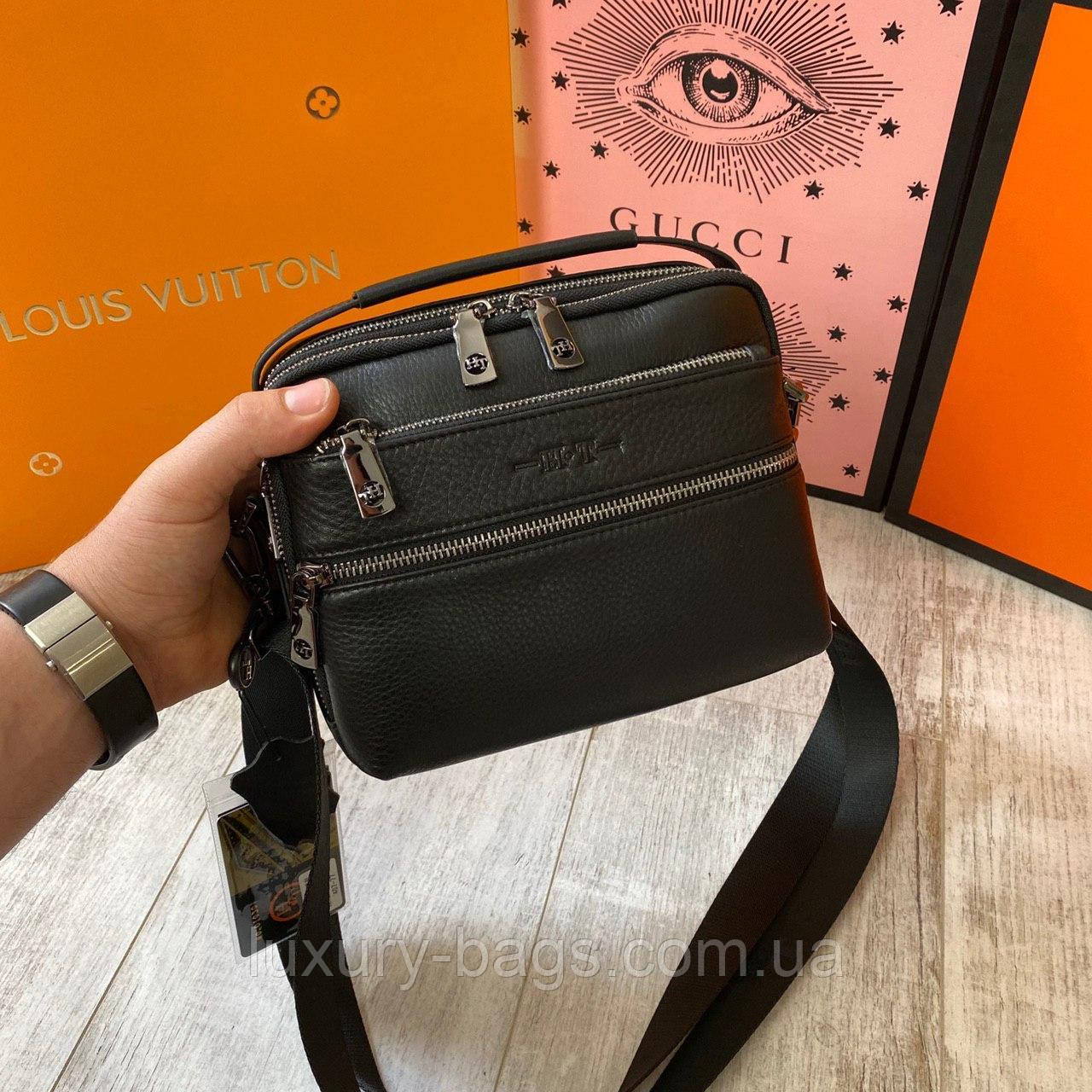 Чоловіча шкіряна сумка через плече H.T leather