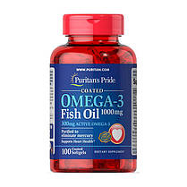 Омега-3 жирні кислоти Puritan's Pride Omega-3 Fish Oil 1000 mg 100 кап риб'ячий жир, фото 2