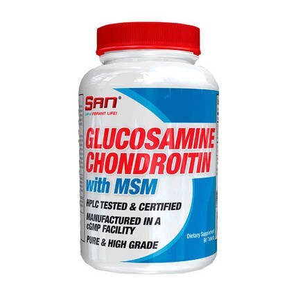 Для суглобів і зв'язок SAN Glucosamine Chondroitin MSM 90 таб, фото 2