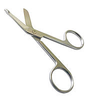Ножиці для розрізання пов'язок по Lister із гудзиком горизонтально вигнуті. Довжина 9 см, Surgiwelomed