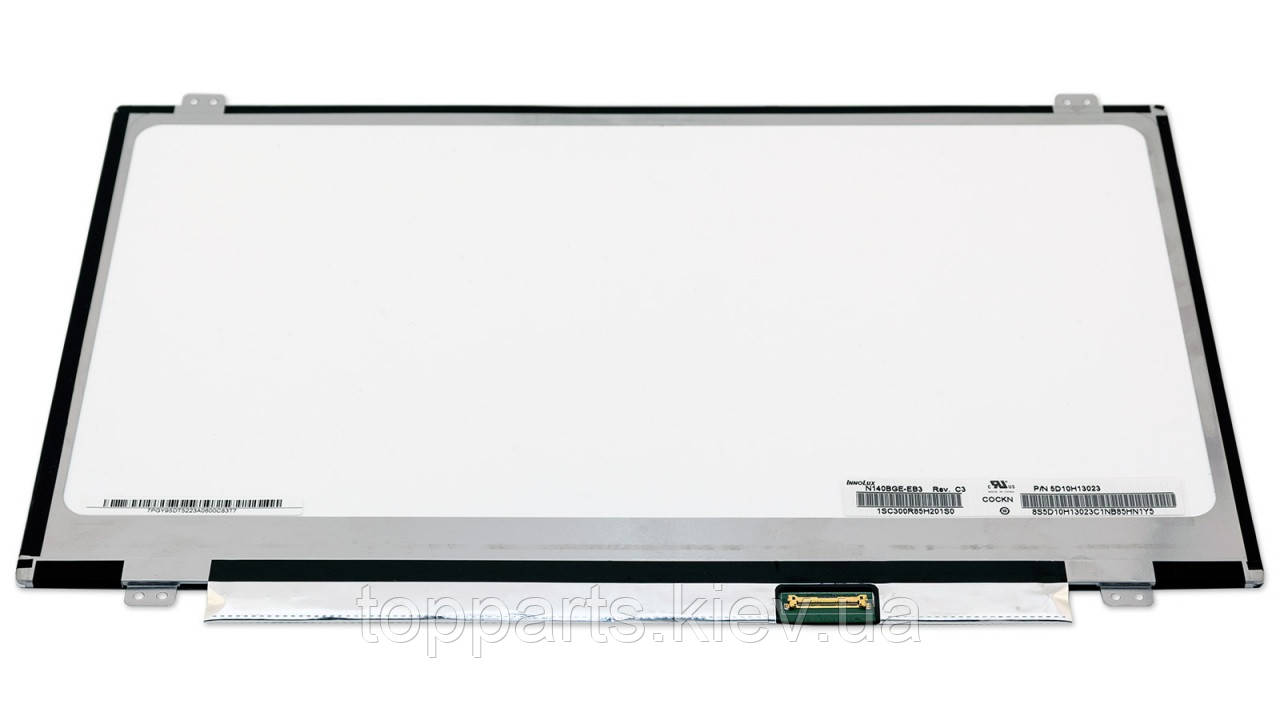 14.0" HD 1366x768, CMO N140BGE-EA3, 30-pin (eDP, роз'єм на дод. панелі праворуч), slim, матова