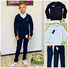 Елегантний стильний костюм Armani для хлопчика: пуловер, біла сорочка і штани