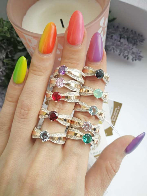 Срібна каблучка з вставкою різнобарвного циркону Тереза, фото 1