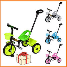 Триколісний дитячий велосипед з кошиком і дзвінком Tilly Trike Батьківська ручка управління (4 види), фото 2