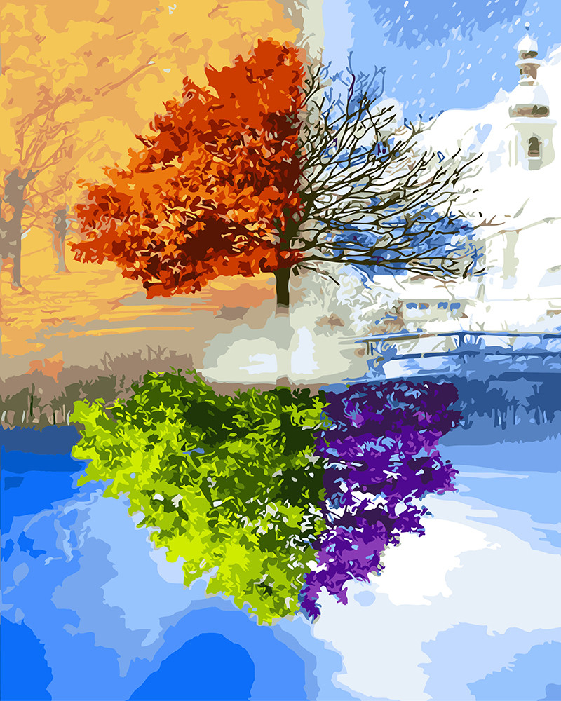 Картина за номерами 40х50см. gx3596 Пори року Rainbow