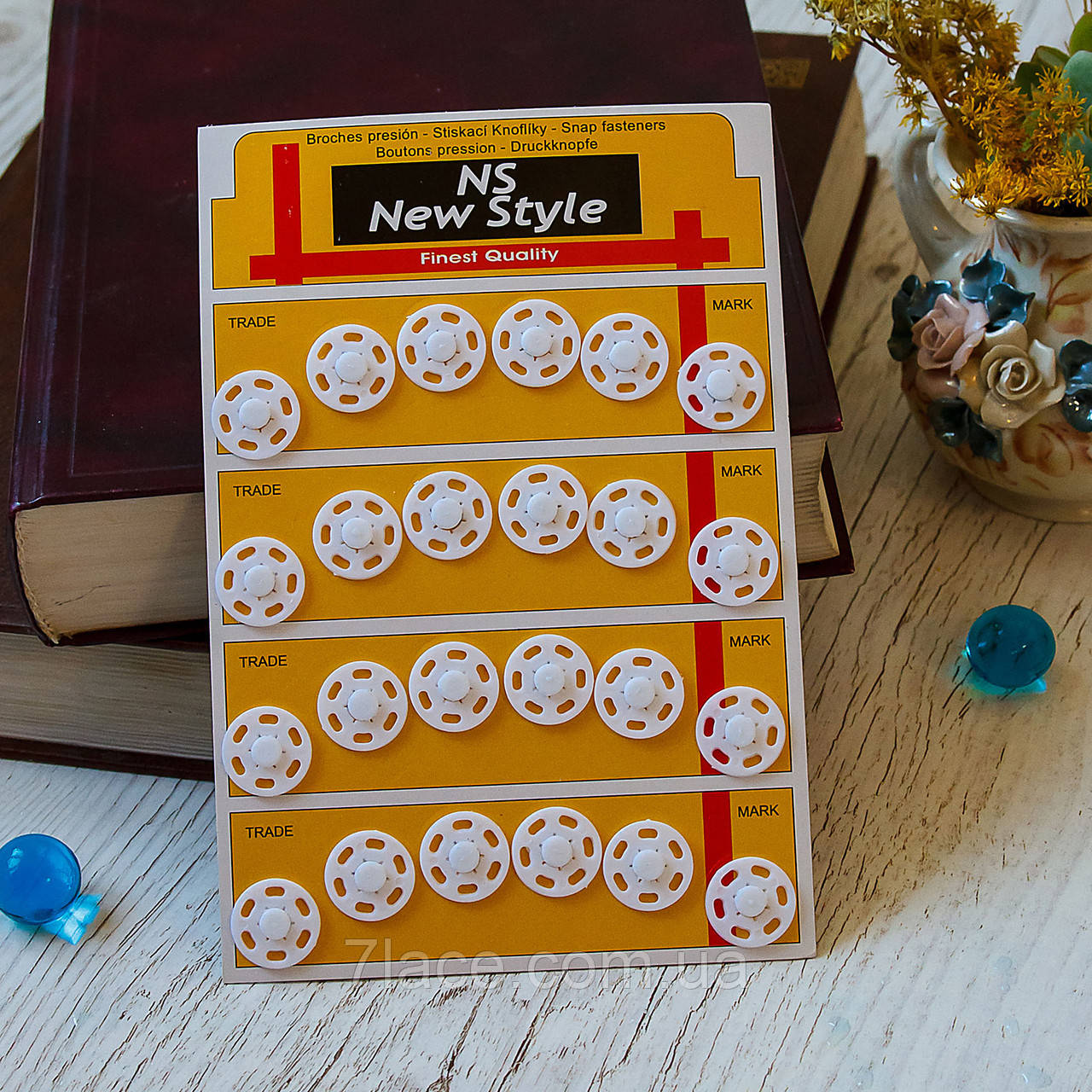 Кнопки пришивні швейні пластикові/колір білий/ діаметр 18 мм/паковання 24 шт., фото 1