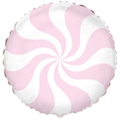 Фольгований гелієва куля 45см Коло цукерка пастель pink рожева