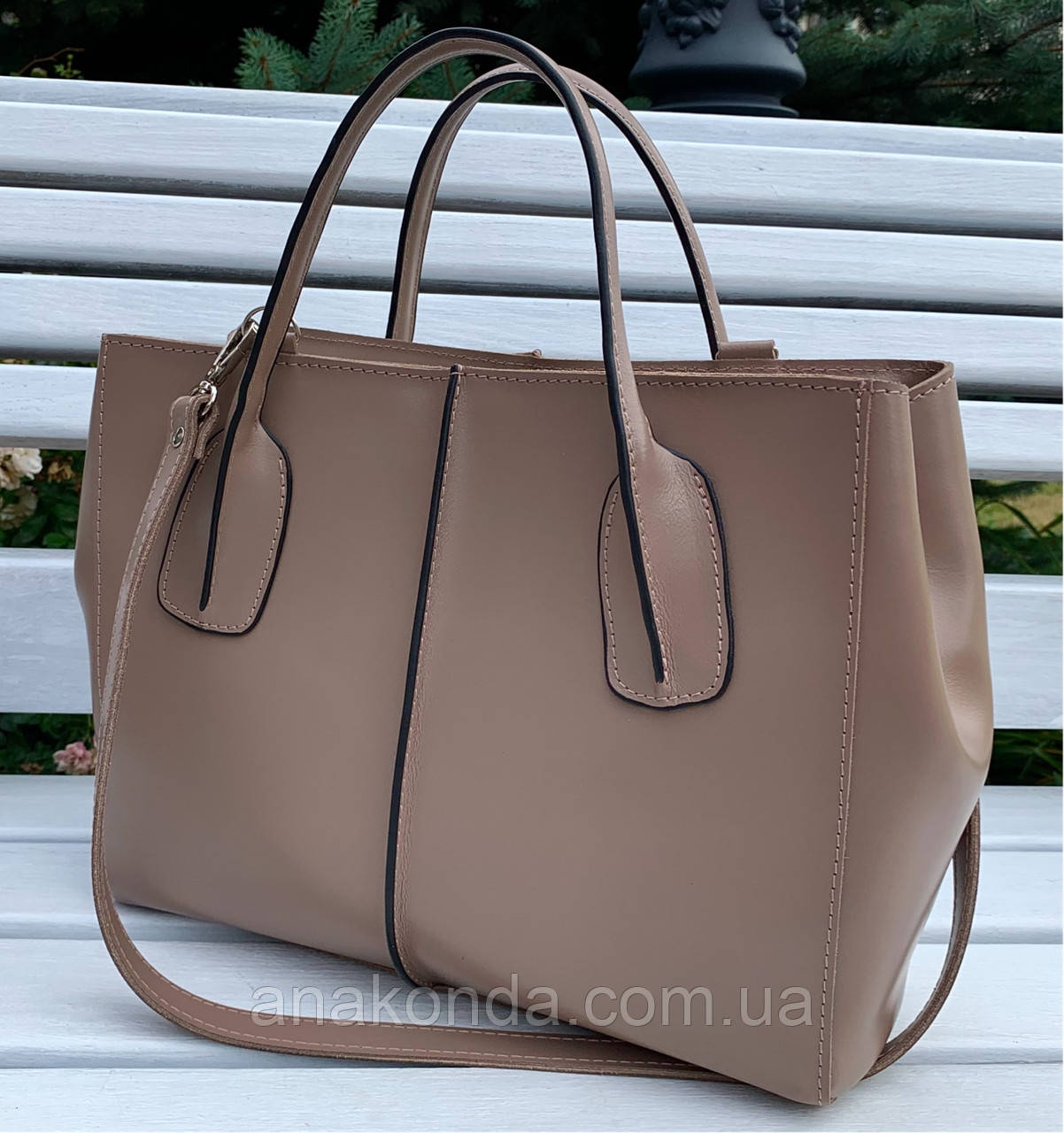 59-2 Натуральна шкіра Жіноча сумка бежева формат А4 кавова жіноча сумка шкіряна бежева на підкладці