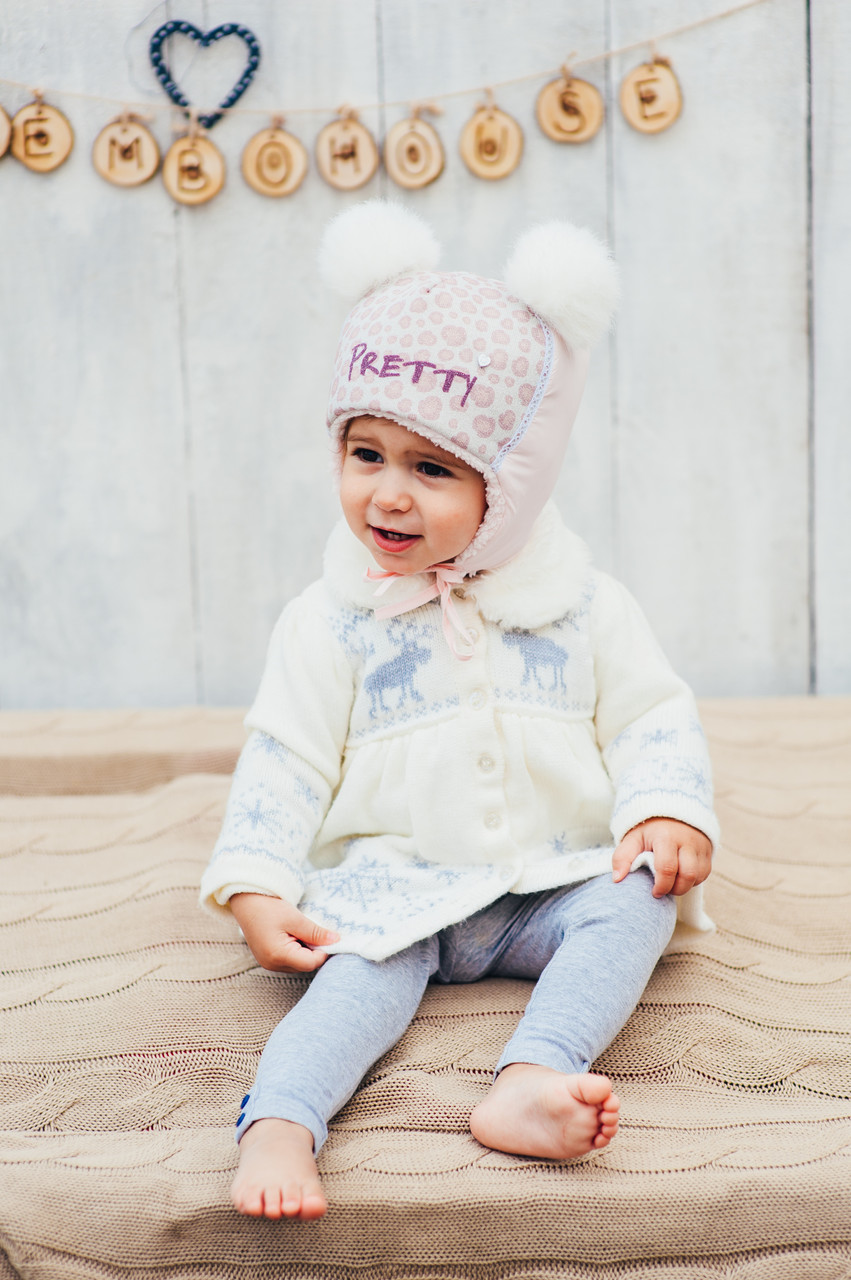 Детская зимняя шапка (набор) для девочек ЛУНА  оптом размер 46-48