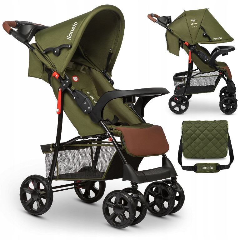 Прогулянкова коляска Lionelo Emma Plus Forest Green, легка, з регульованою спинкою, 5-точковими ременями безпеки, фото 1