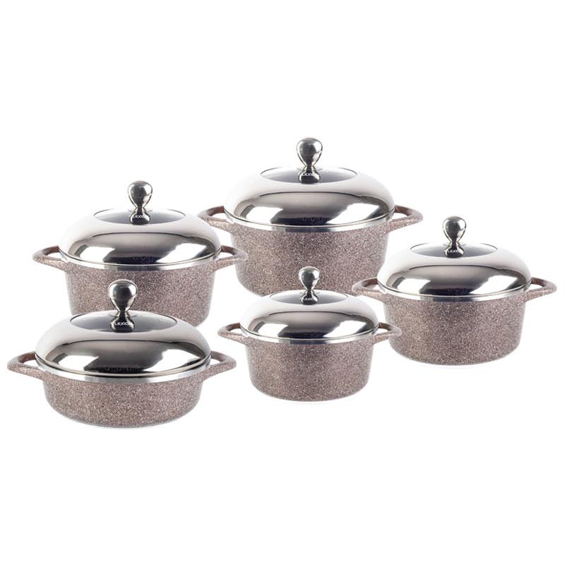 Набір каструль Lexical LG-141001-5 гранітне покриття 5 каструль 20/24/28/28/32 см Golden (2_009410), фото 1